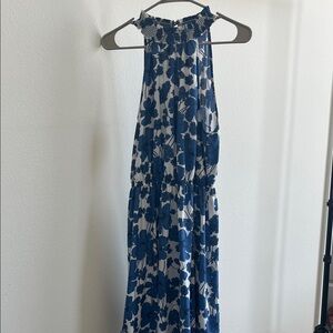 Blue Floral Halter Maxi Dress - Women's Blue Floral Dress